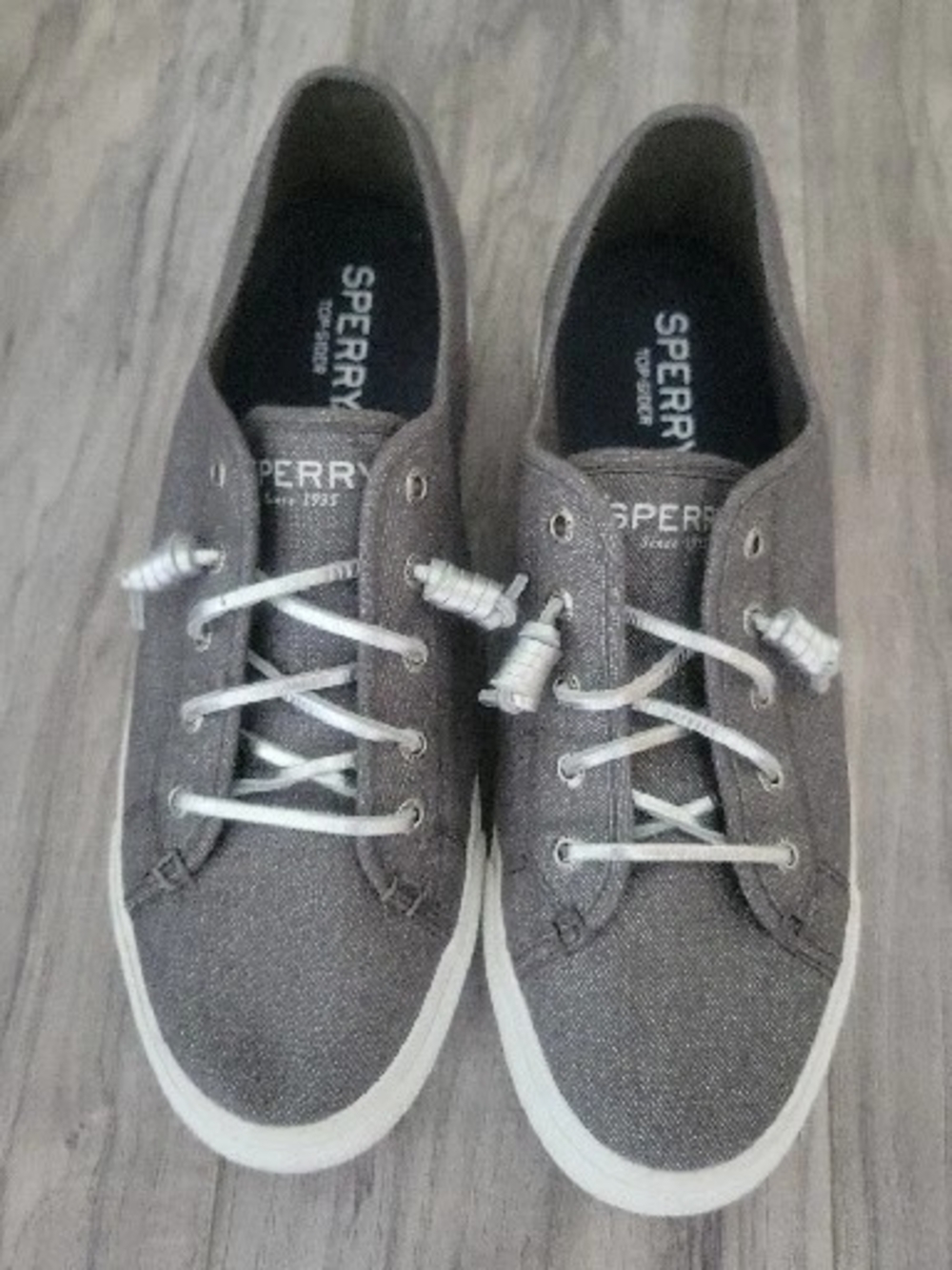 Sperry Women's Gray Casual Canvas Sneakers Size 9M